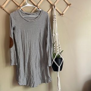 Cherish long sleeve striped navy dress with elbow patches